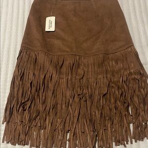 Forever 21 Brown Suede Fringe Skirt